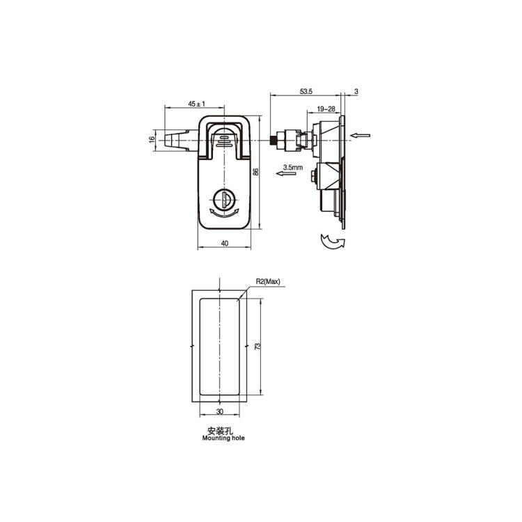 /product/planelock/按压式360度旋转压紧锁，无锁芯A71011011/